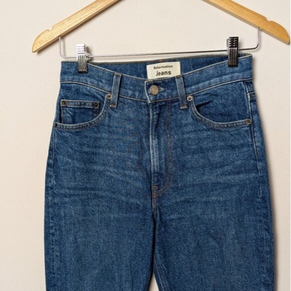 REFORMATION Cindy Bootleg / Peyton Flare Wide Leg Jeans La Jolla Blue 24 - Picture 8 of 11